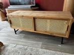 Boho TV-meubel met webbing schuifdeuren, Ophalen, 100 tot 150 cm, Zo goed als nieuw, Minder dan 100 cm