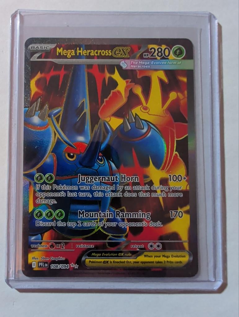 Mega Heracross EX Pokémon Kaart - Zeldzaam, Ophalen of Verzenden, Zo goed als nieuw, Losse kaart, Foil
