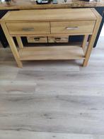 Houten sidetable met twee lades en een plank, Ophalen, 100 tot 150 cm, Eikenhout, Zo goed als nieuw