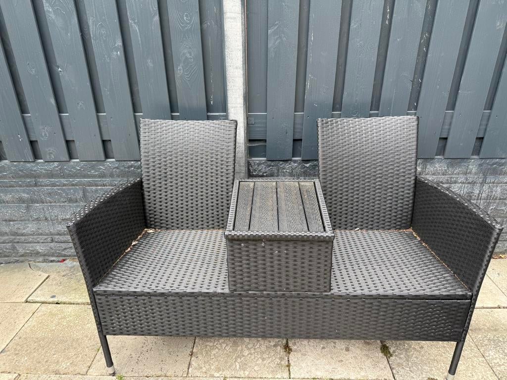 Tuinbank zwart, Tuin en Terras, Ophalen, Zo goed als nieuw, 2 zitplaatsen