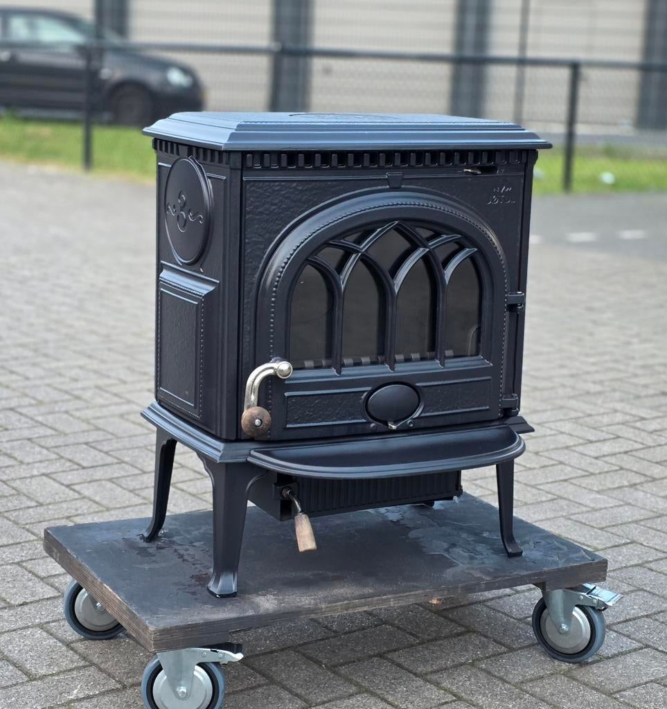 Houtkachel Jotul F3CB Blueblack geëmailleerd, Houtkachel, Ophalen of Verzenden, Zo goed als nieuw, Vrijstaand