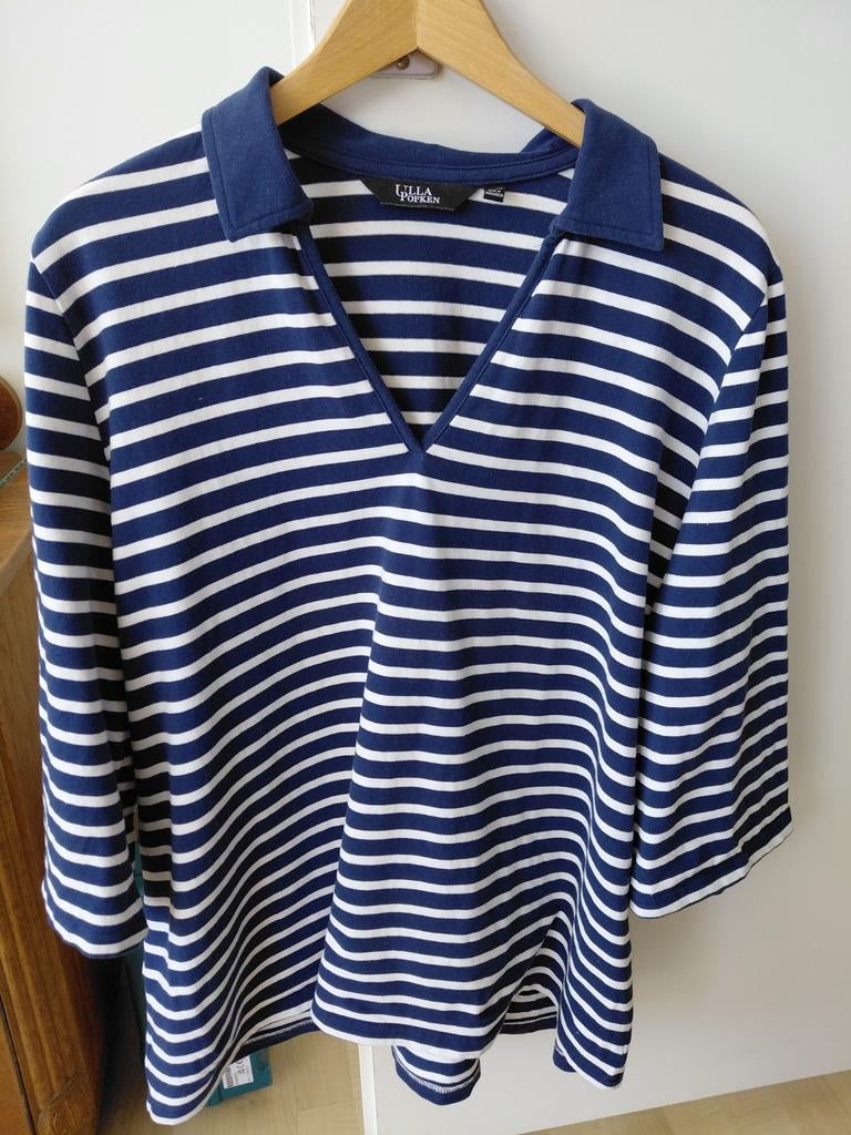 Ulla Popken polo 46/48 zgan blauw wit gestreept, Blauw, Ulla Popken, Zo goed als nieuw, Shirt of Top