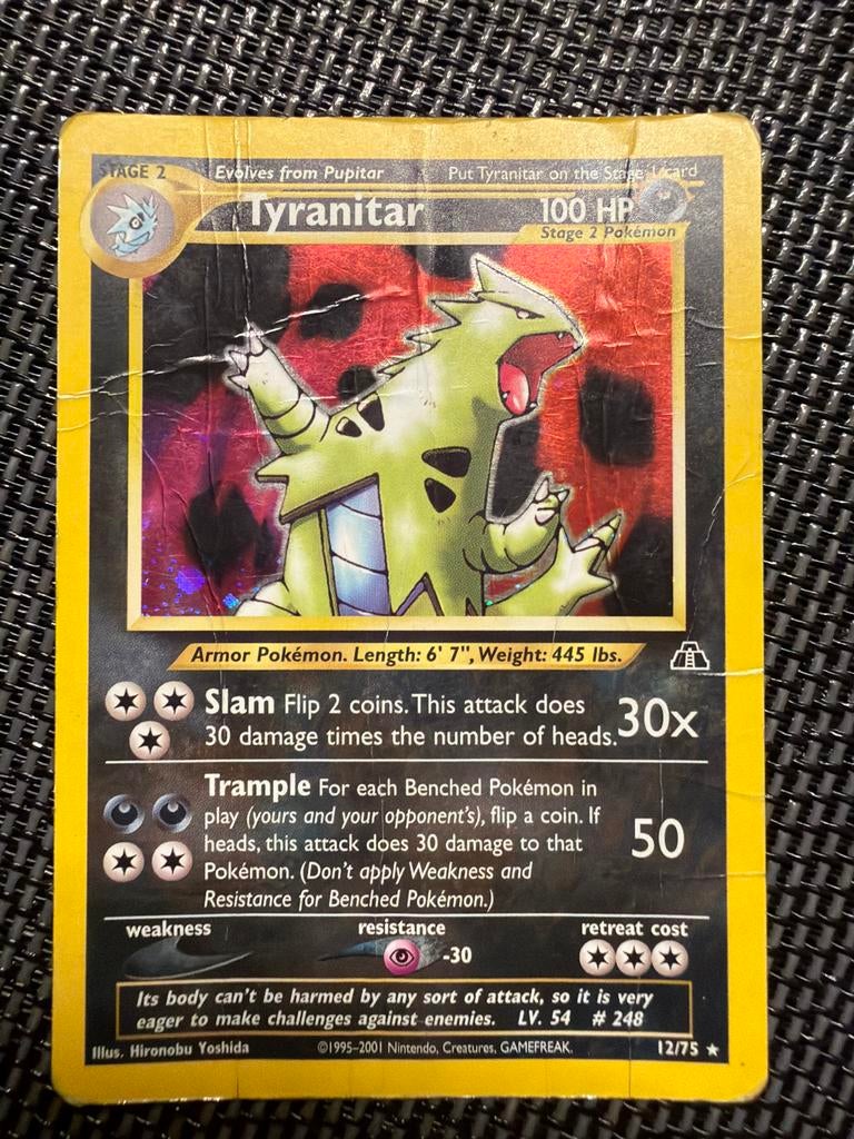 Pokémon Kaart Tyranitar 12/75 Neo Discovery Holo, Ophalen of Verzenden, Gebruikt, Losse kaart, Foil