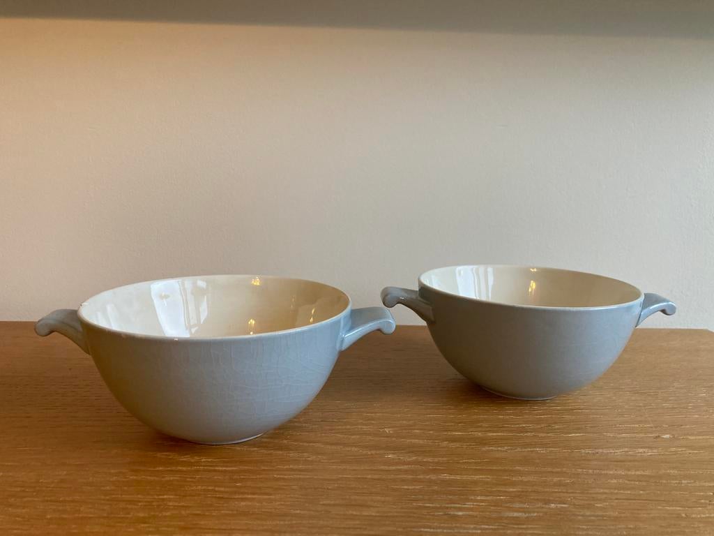 2 Soepkommen Regout blauw pastel, Ophalen of Verzenden
