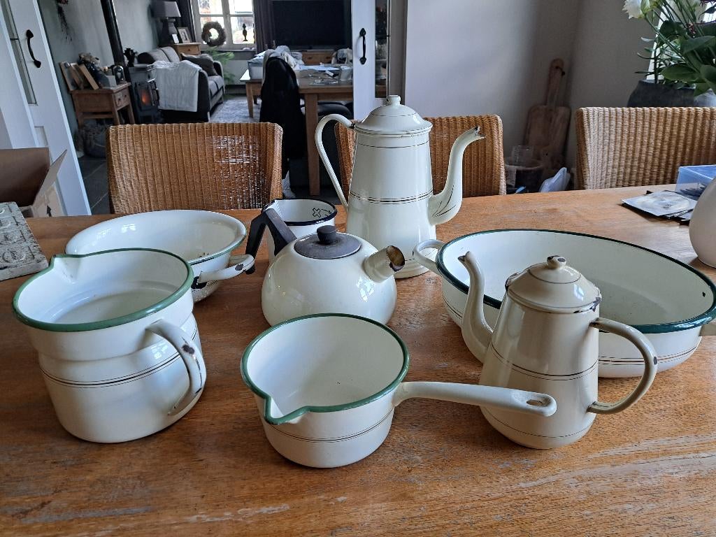 emaille  vergiet, kannen etc  , brocante,, Ophalen of Verzenden