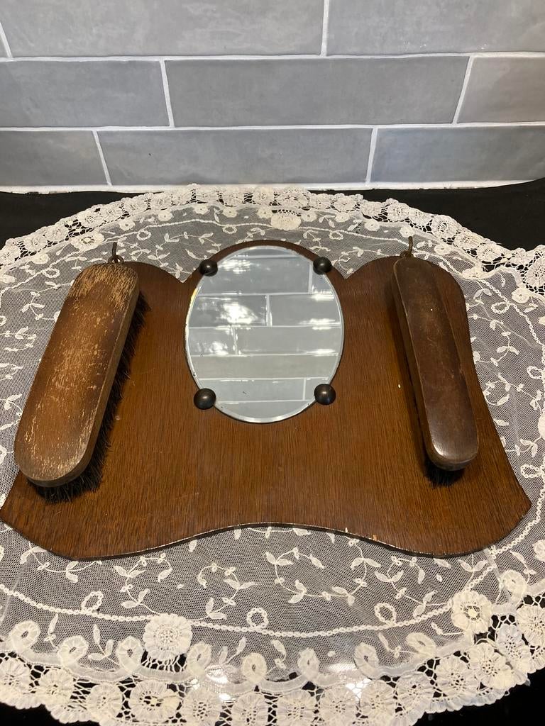 Vintage spiegeltje met borstels (121023), Ophalen of Verzenden, Rechthoekig, Minder dan 50 cm, Minder dan 100 cm