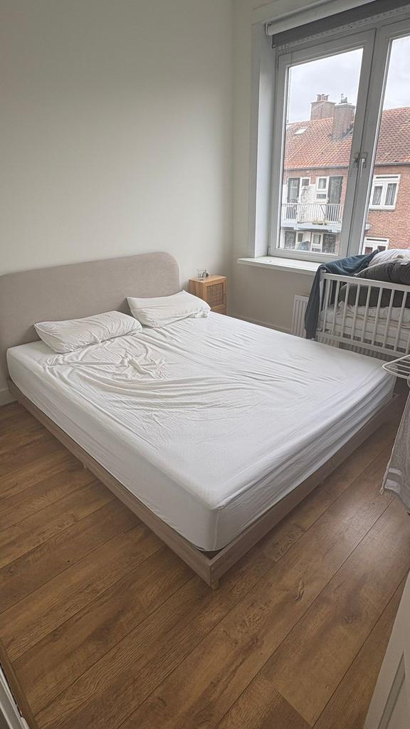Hoofdbord beige nieuw in de verpakking, Huis en Inrichting, Slaapkamer | Bedden, Ophalen, Beige, Stof, 160 cm