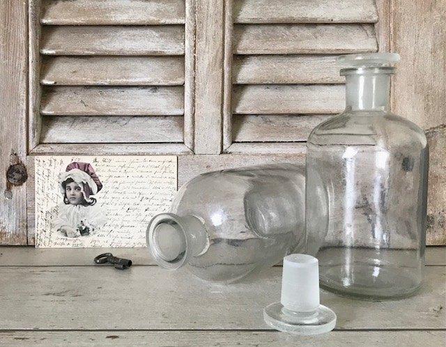 Set Franse stopflessen glazen apothekersflessen 500 ml, Antiek en Kunst, Ophalen of Verzenden