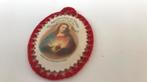 Antiek 1938 frans medaillon Jezus en hart mer doornen kroon,, Overige materialen, Ophalen of Verzenden, Zo goed als nieuw, Hart