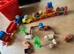 Vintage Duplo Lego (1975) met auto, karretjes en boerderijdi, Gebruikt, Overige thema's, Ophalen of Verzenden, Duplo
