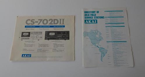 ≥ Vintage Akai CS -702DII Gebruiksaanwijzing / Handleiding