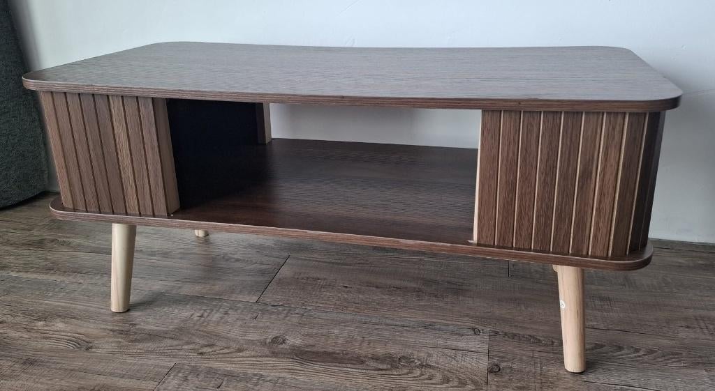 Nieuw koffie tafel salontafel 77 x 37 x 35 cm bijzet bruin, 50 tot 100 cm, Nieuw, Minder dan 50 cm, Rechthoekig