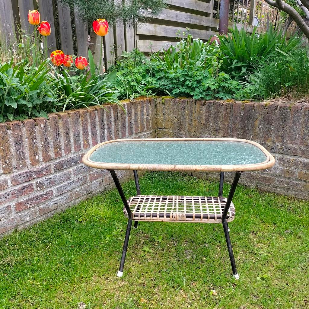 Rohe Noordwolde pitriet /rotan salontafel & stoelen, Ophalen