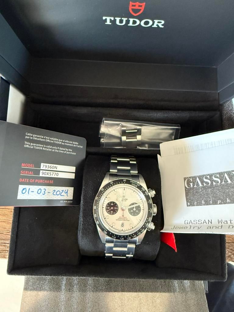 Tudor Black Bay Chrono / White Dail / Ongedragen / Full Link, Ophalen of Verzenden, Zo goed als nieuw, Staal, Overige merken