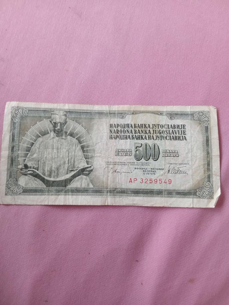 Joegoslavië 500 Dinara biljet 1978, Ophalen of Verzenden, Joegoslavië, Los biljet