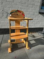 Vintage houten kinderstoel, Kinderen en Baby's, Kinderstoelen, Ophalen, Gebruikt, Meegroeistoel, Gordel(s)