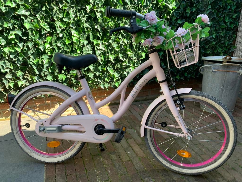 Alpina Ocean 18 inch meisjesfiets - Zo goed als nieuw, Fietsen en Brommers, Fietsen | Meisjes, Ophalen, Velgrem, 18 inch, Handrem