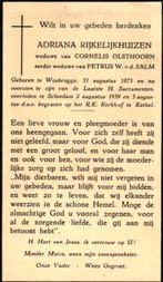 Rijkelijkhuizen Adriana Woubrugge 1875-1959 Kethel, Ophalen of Verzenden