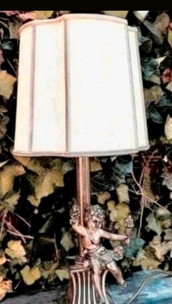 Vintage Lamp met Cherubijn in metaal, Huis en Inrichting, Ophalen of Verzenden, Rond