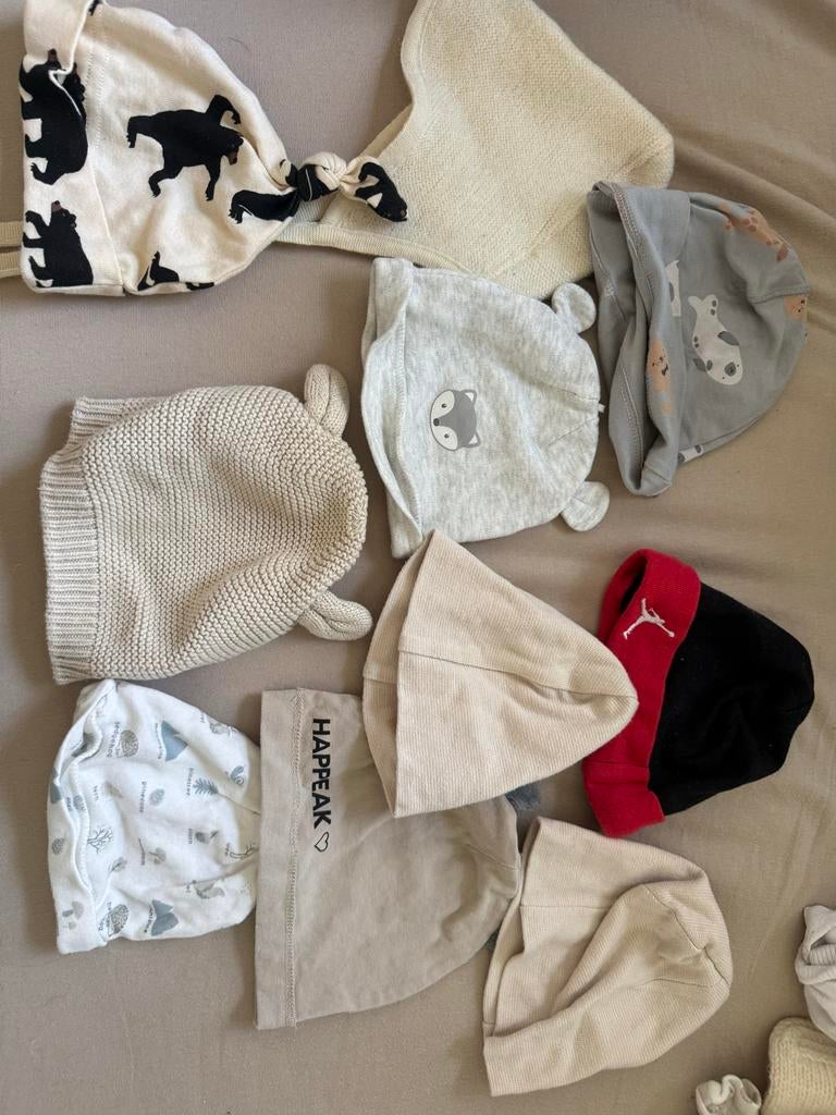 Newborn mutsen: 100% wol en 100% katoen, Maat 50, Jongetje of Meisje, Ophalen of Verzenden, Zo goed als nieuw