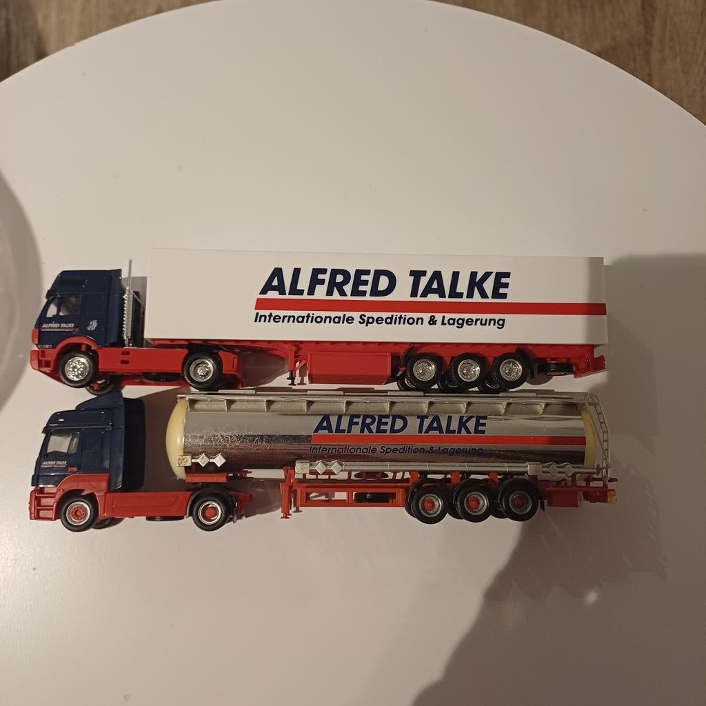 2x Mercedes Alfred Talke Vrachtwagens 1:87, Hobby en Vrije tijd, Ophalen of Verzenden, Bus of Vrachtwagen, Overige merken