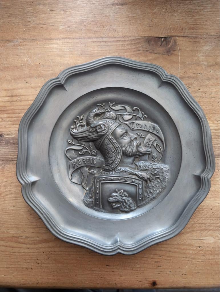 Tinnen bord wapenschild, Antiek en Kunst, Antiek | Tin, Ophalen of Verzenden