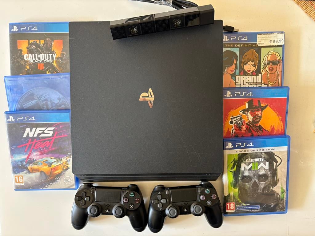 PlayStation 4 Pro 1TB + 2 Controllers + Camera + 6 Games, Met games, Met 2 controllers, Ophalen of Verzenden, Zo goed als nieuw
