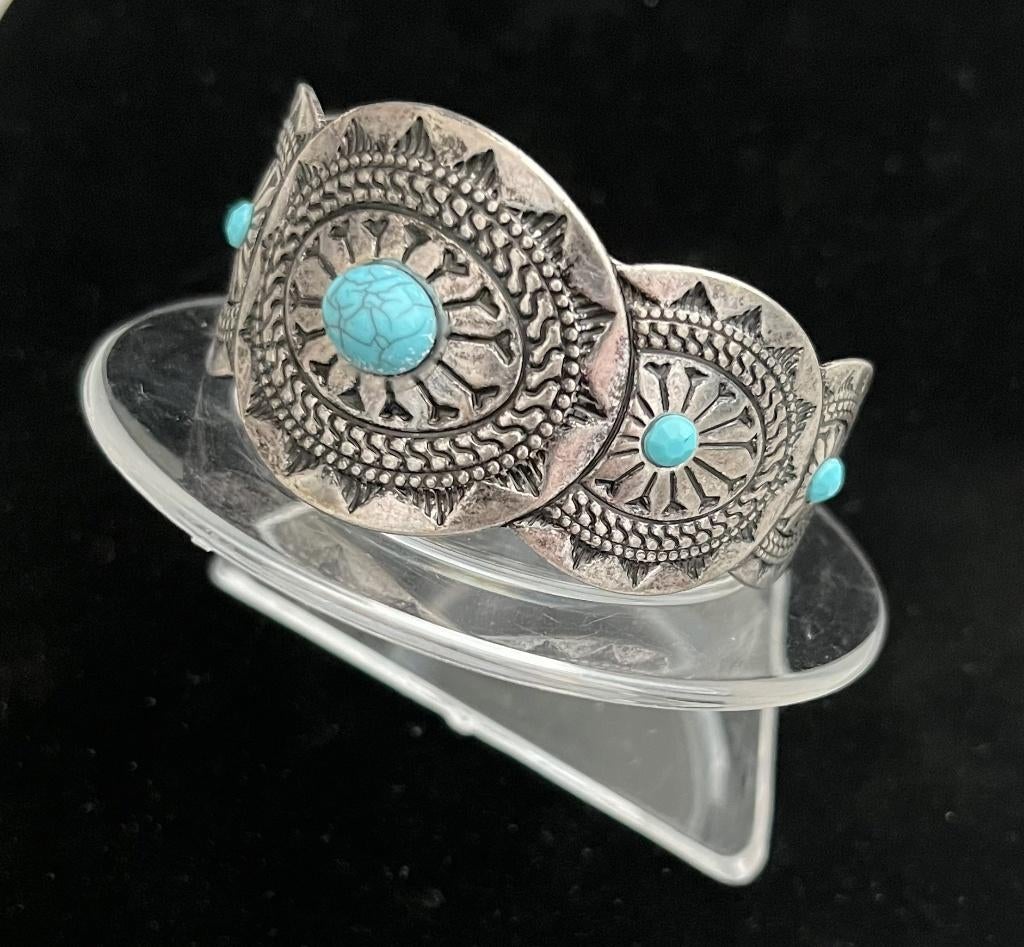 Armband Tibet zilver met Turquoise steen handgemaakt -NIEUW-, Nieuw, Ophalen of Verzenden, Met edelsteen, Zilver