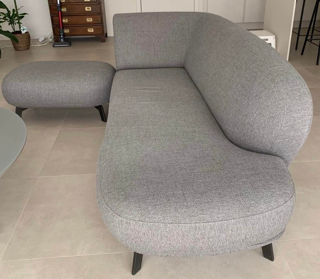 Leolux flint longchair plus poef, Tweepersoons, 75 tot 100 cm, Ophalen of Verzenden, Zo goed als nieuw