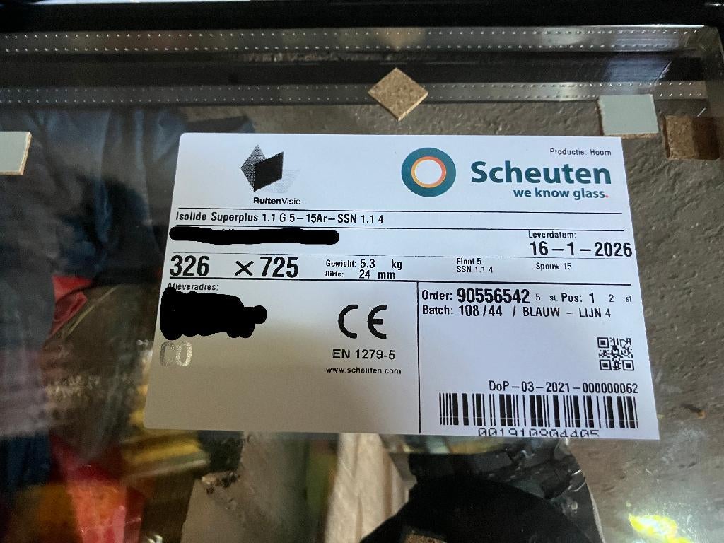 partij glas dubbel isolide super plus ++, Ophalen, Nieuw, Gevelraam of Ruit, Dubbelglas