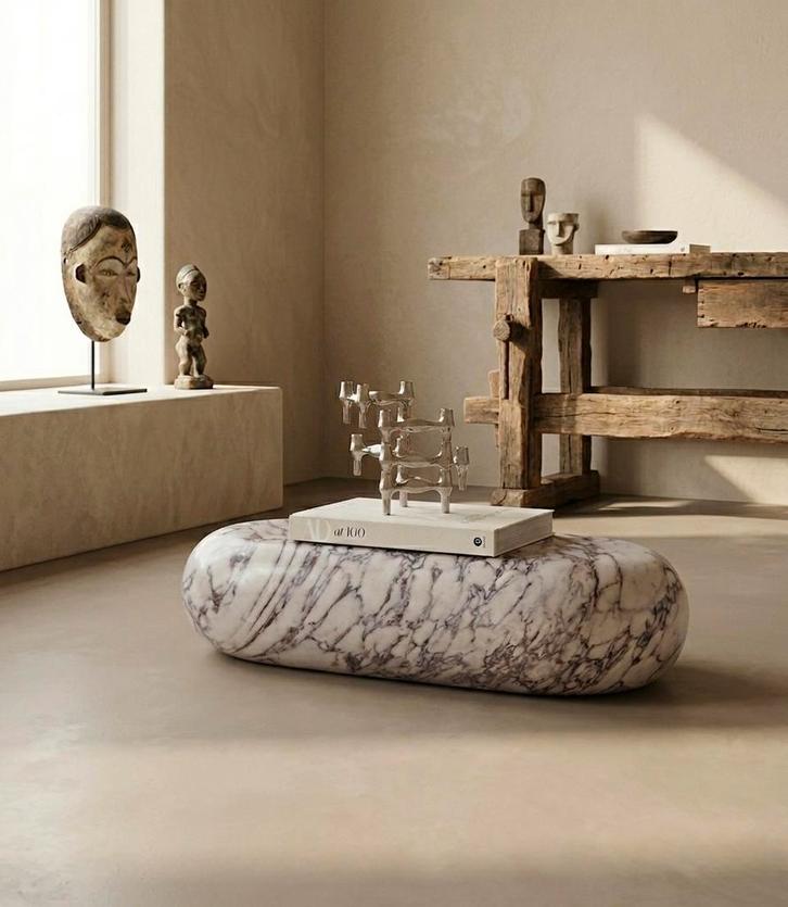 Calacatta Salontafel - Minimalistisch & Massief, Antiek en Kunst, Antiek | Meubels | Tafels, Ophalen of Verzenden