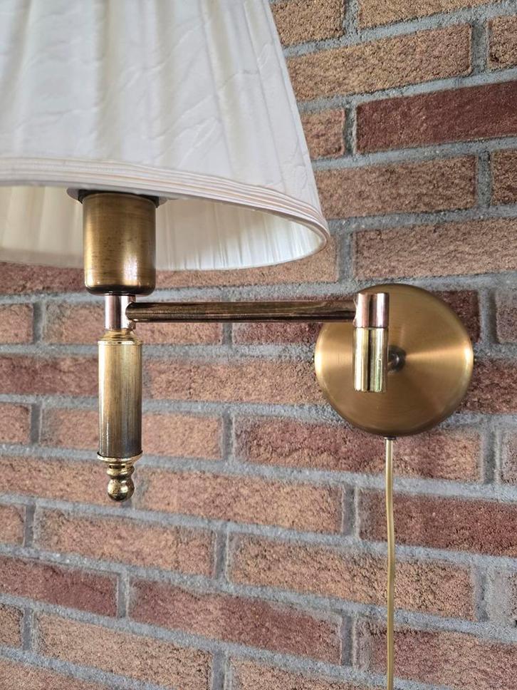 Klassieke wandlampje met stekker, draaibaar, Huis en Inrichting, Lampen | Wandlampen, Gebruikt, Metaal, Stof, Ophalen
