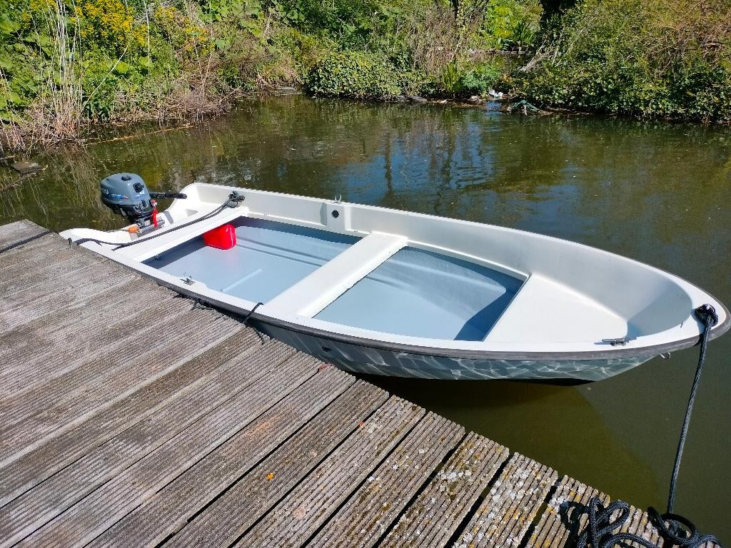 Boot - Yamaha 4 pk - Varen met koningsdag! - Vignet tot 2028, Watersport en Boten, Ophalen, Gebruikt, Polyester, Met motor