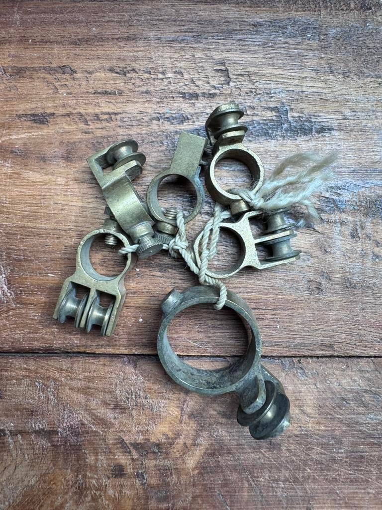 Set Antieke Messing Katrollen Industrieel / Maritiem, Ophalen of Verzenden