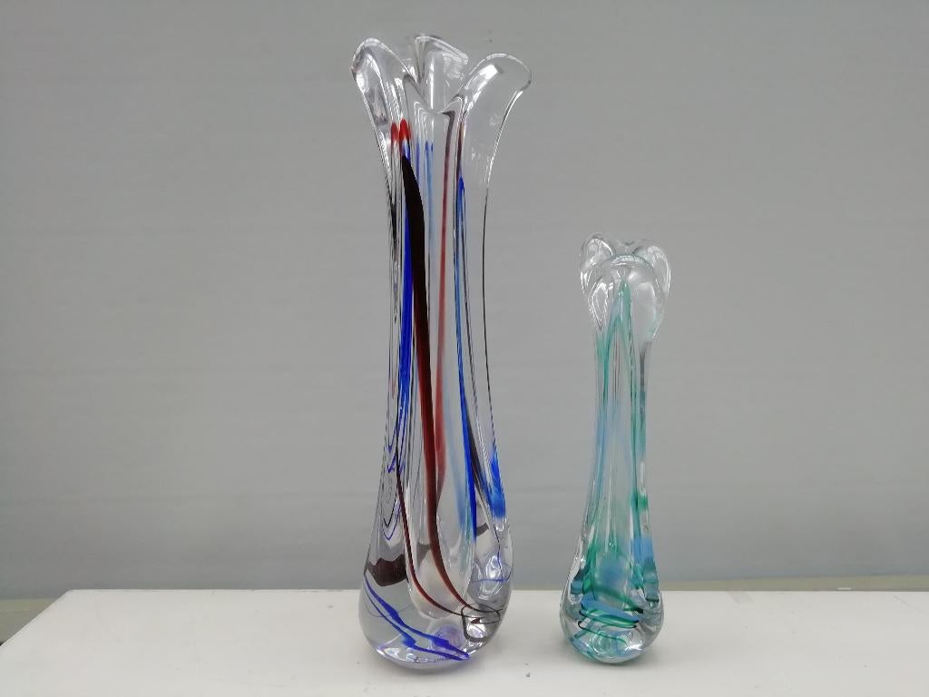 2 vazen van Max Verboeket - Kristal Unie Maastricht, Gebruikt, Overige kleuren, Ophalen of Verzenden, Glas