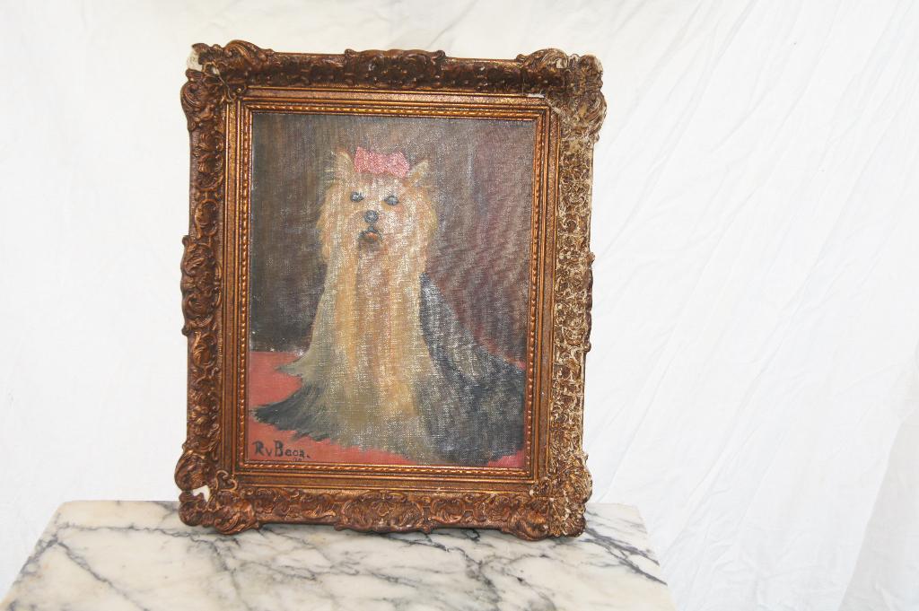 Hond Yorkshire Terrier / De Brief  ( Schilderijtjes, Ophalen of Verzenden