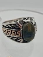 Zilveren Herenring 925 met Groene Steen, Sieraden, Tassen en Uiterlijk, Ringen, 20 of groter, Heer, Ophalen of Verzenden, Zo goed als nieuw