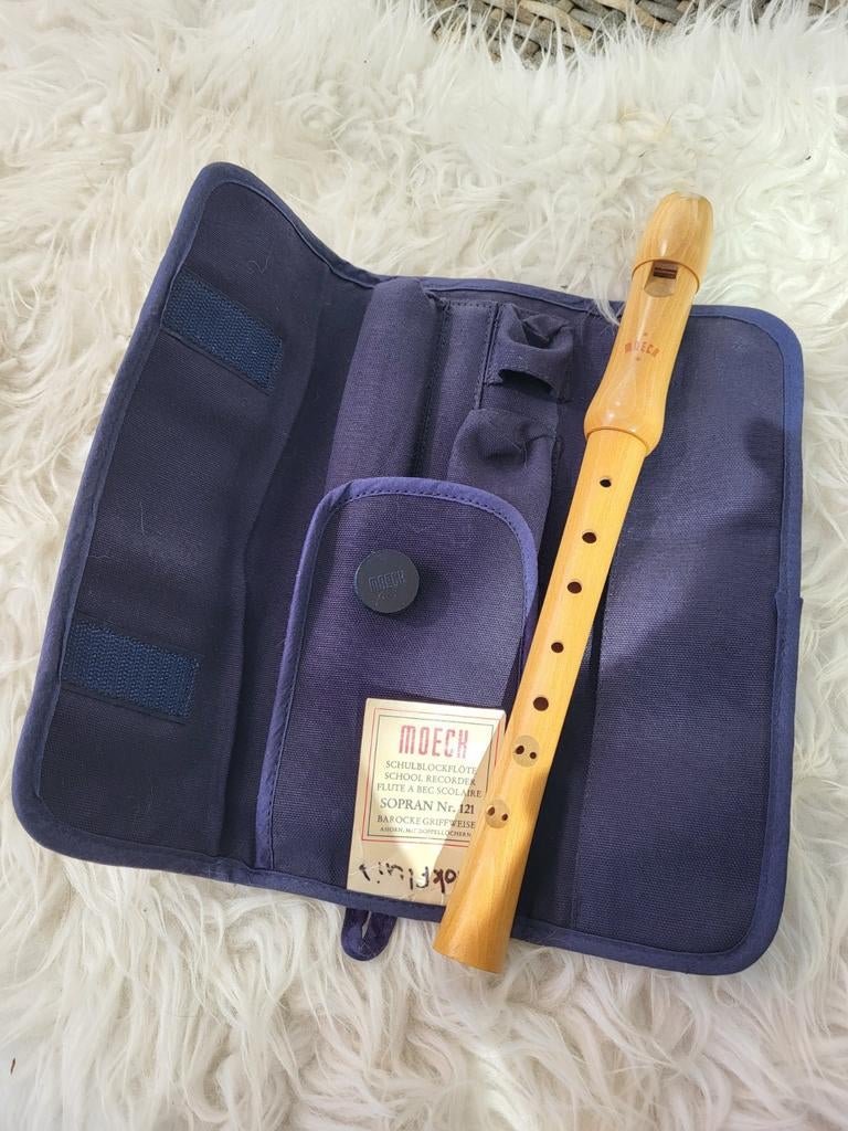 Moeck sopraan blokfluit (nr. 121) met bijbehorende tas, Ophalen of Verzenden, Gebruikt, Blokfluit