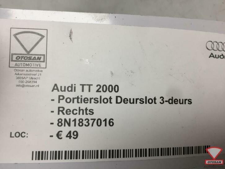 audi tt 2000 portierslot deurslot rechts 8n1837016, Gebruikt, Auto-Union-Strasse 1
85045  Ingolstadt, DE, Kundenbetreuung@audi.de