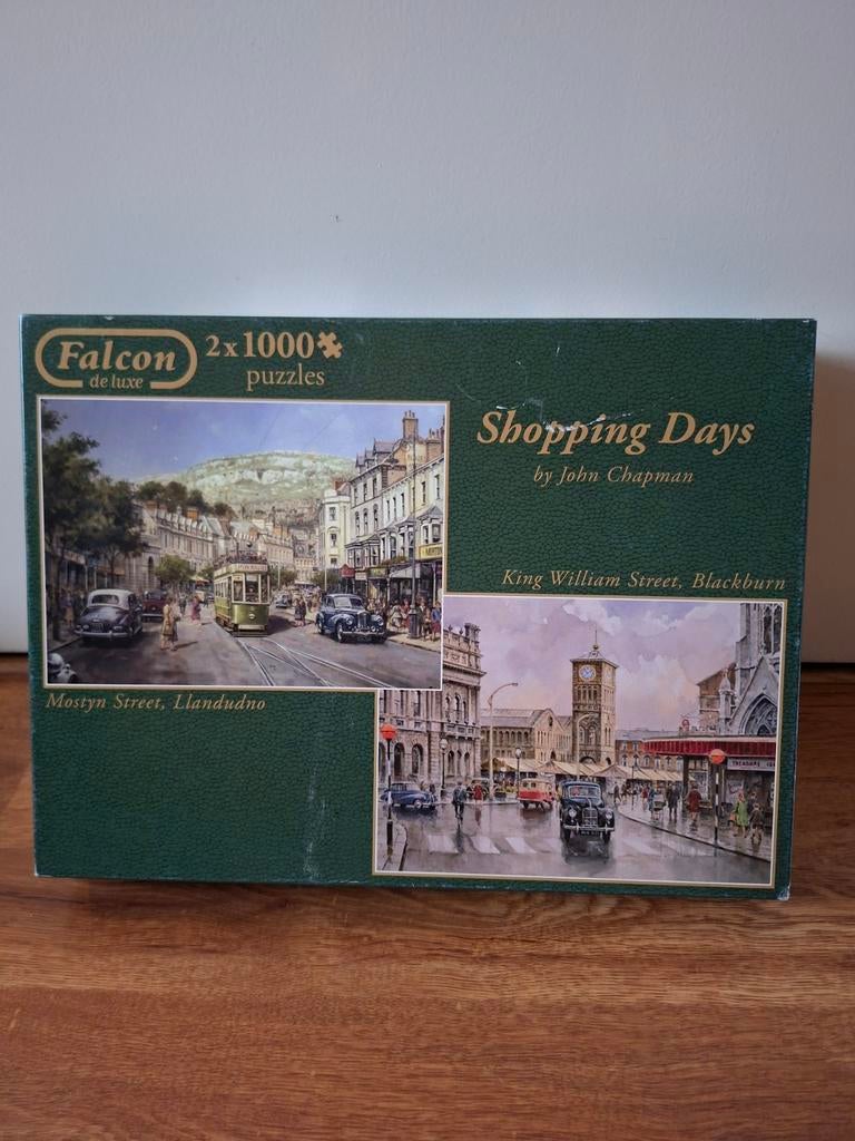 Falcon de luxe Shopping Days 2x1000 stukjes puzzel, Ophalen of Verzenden, Meer dan 1500 stukjes, Zo goed als nieuw, Legpuzzel