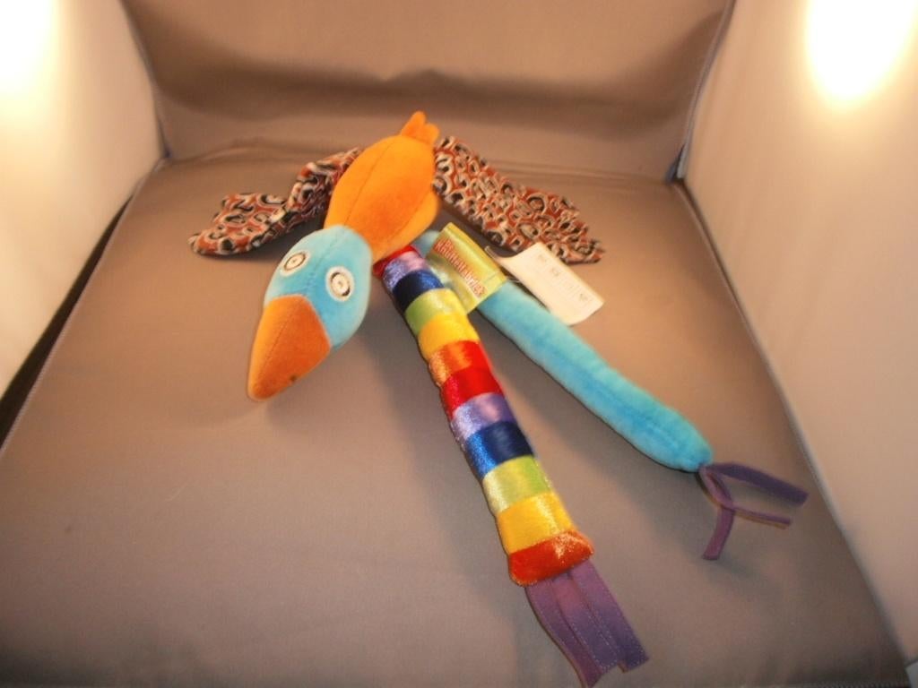 zep knuffelfabriek Nicolle v den hurk vogel/zebra regenboog, Overige typen, Ophalen of Verzenden, Middelgroot (20 tot 80 cm), Meerkleurig