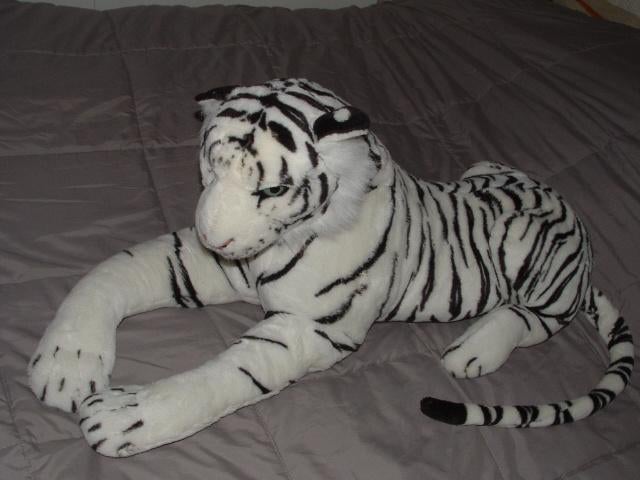 UNI TOYS SNEEUW TIJGER PLUCHE WIT MET ZWARTE STREPE, Kinderen en Baby's, Ophalen of Verzenden, Nieuw, Overige typen