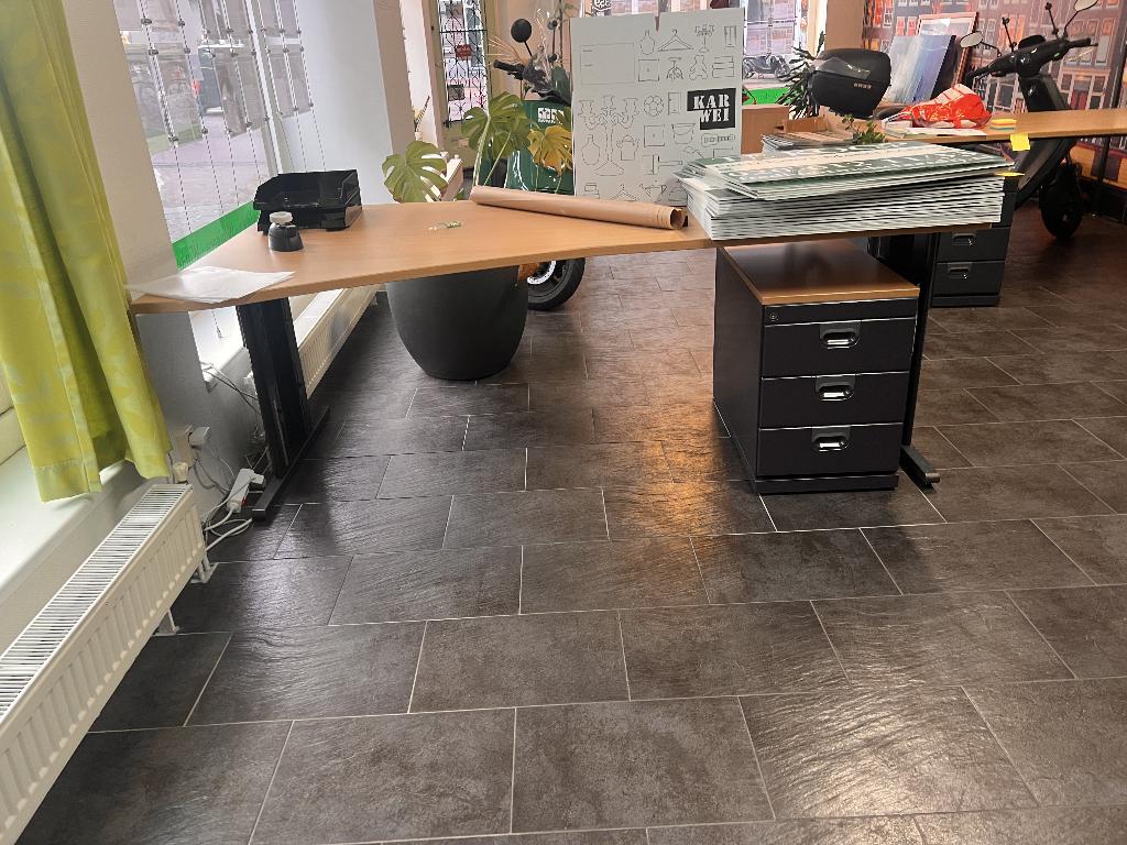 Bureau voor kantoor 2x inclusief ladeblok, Ophalen, In hoogte verstelbaar, Gebruikt