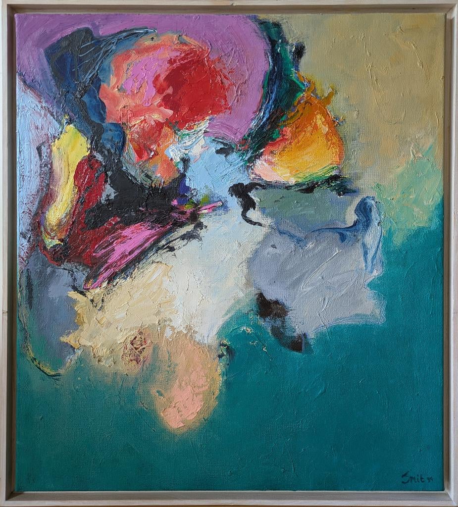 Schilderij van Koos Smit 70 x 80   Acryl op Canvas  in Lijst, Antiek en Kunst, Ophalen