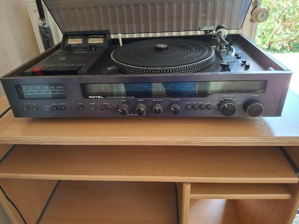 Vintage platenspeler met radio, cassettedeck en boxen, Ophalen, Gebruikt, Platenspeler, Overige merken