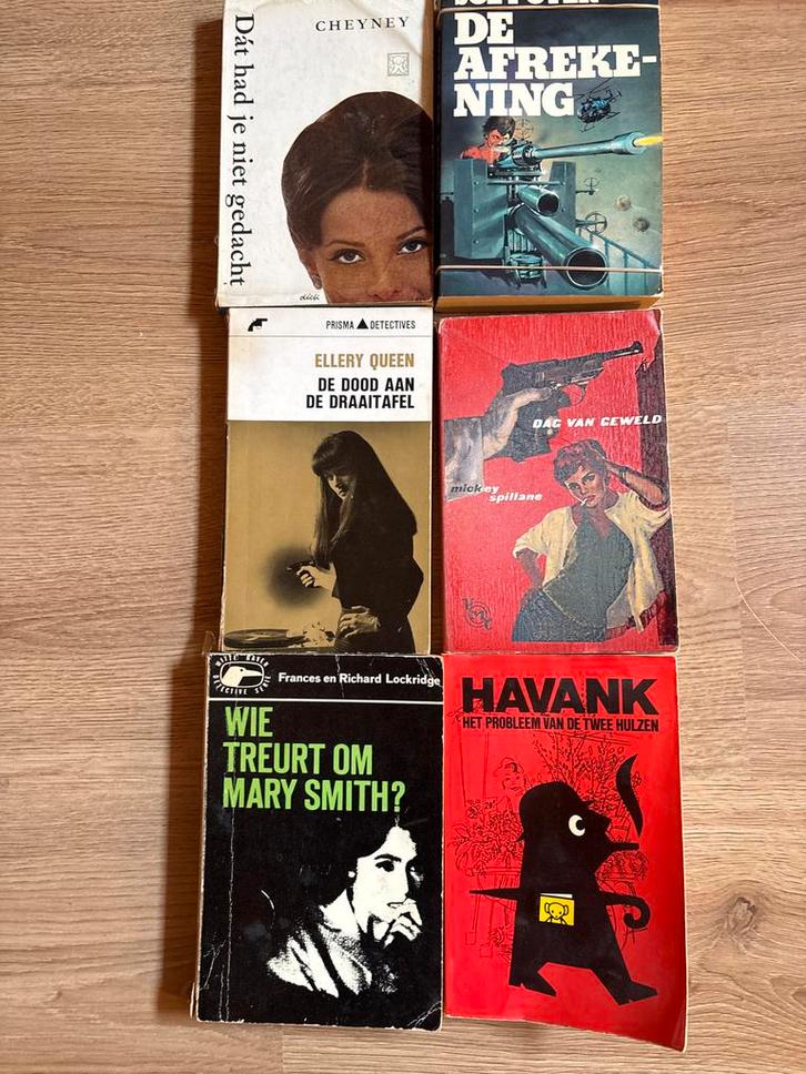 Detectives pockets: Havank, Queen, Spillane, Cheyney e.a., Boeken, Detectives, Gelezen, Ophalen of Verzenden