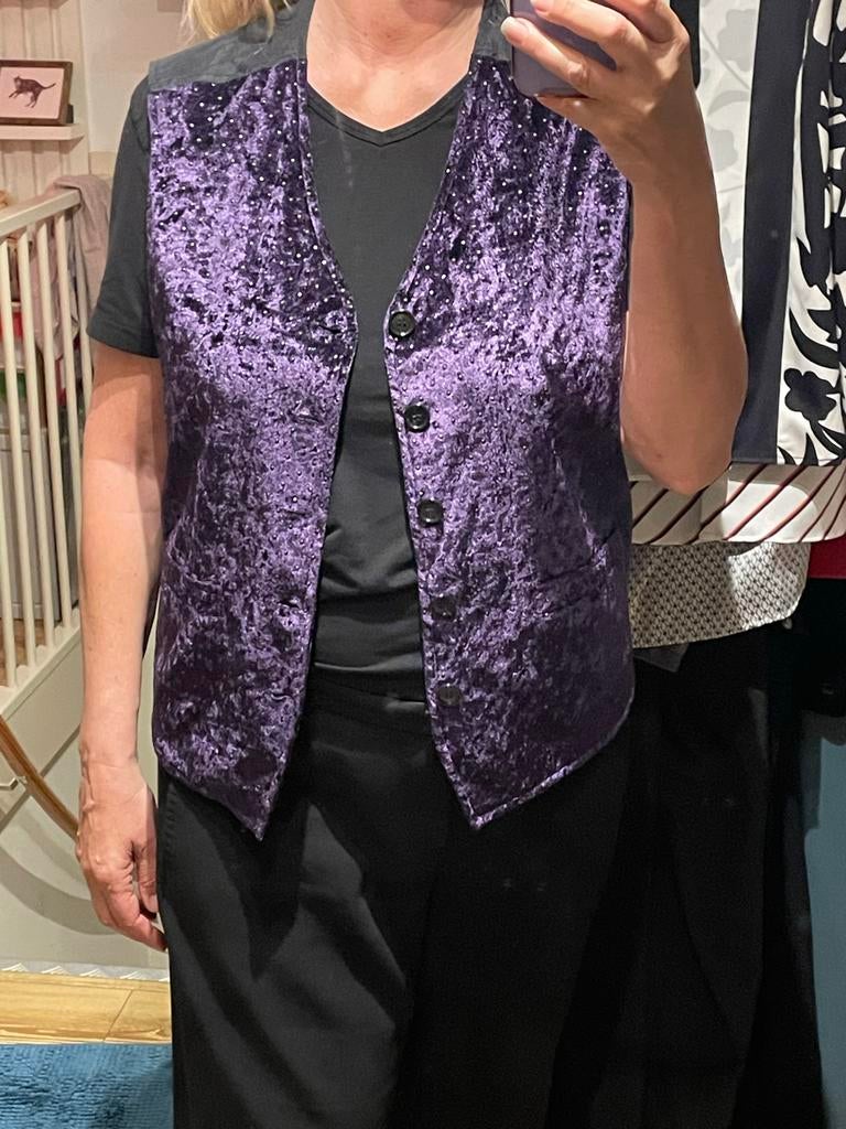 Paars zwart fluweel look gilet, Ophalen of Verzenden, Zo goed als nieuw
