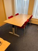 Vergadertafel berkenhout met 4 stoelen, Ophalen, Gebruikt, 100 tot 150 cm, 150 tot 200 cm