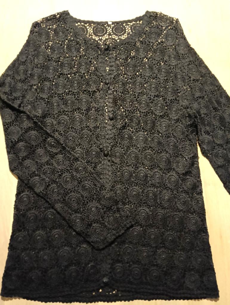 Zwart gehaakt vest maat L - nieuw, Ophalen of Verzenden, Nieuw, Maat 42/44 (L), Zwart