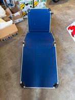 2 blauwe strandbedden, Tuin en Terras, Ophalen of Verzenden, Gebruikt, Aluminium, Inklapbaar